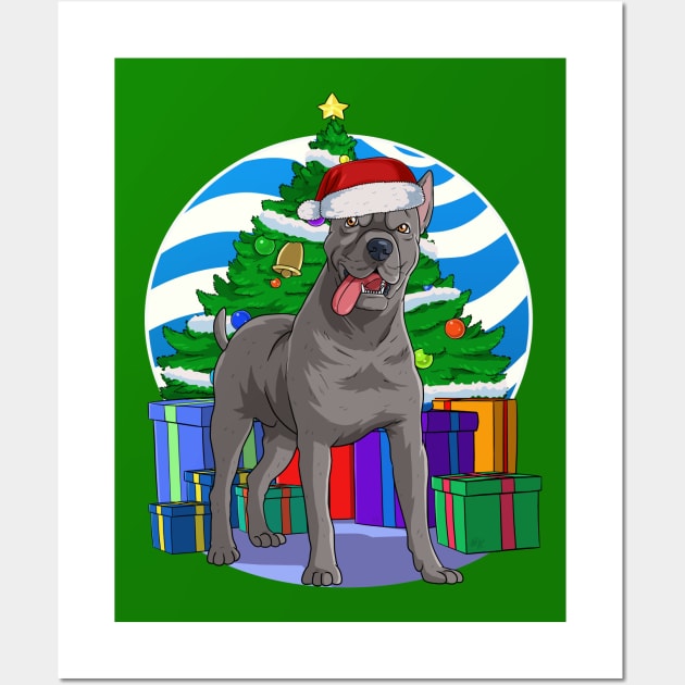 Cane Corso Dog Cute Santa Christmas Gift Wall Art by Noseking